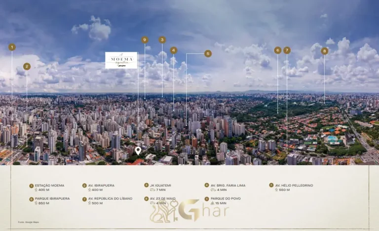 Vista aérea do bairro em condomínio residencial no bairro de Moema, na Zona Sul de São Paulo
