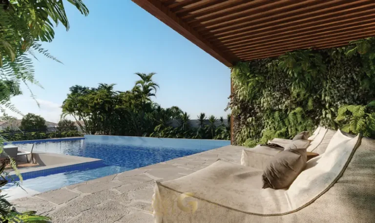 Bangalô lounge junto à piscina em condomínio residencial no bairro do Brooklin, na Zona Sul de São Paulo