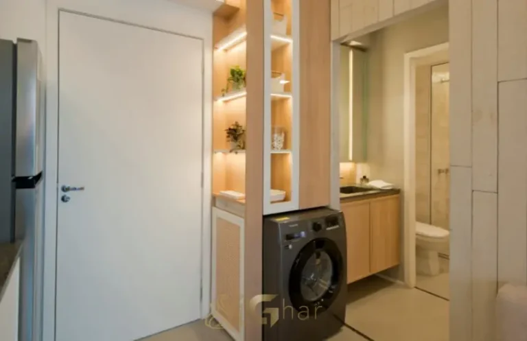 Banheiro do apartamento decorado com acabamento contemporâneo em apartamentos na Vila Olímpia, São Paulo