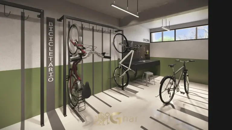 Bicicletário com espaço para manutenção em apartamentos na Vila Olímpia, São Paulo