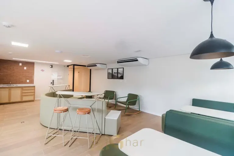 Coworking com área de reunião em condomínio residencial no Brooklin Zona Sul de São Paulo