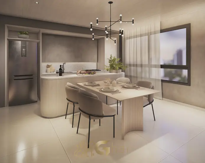 Cozinha integrada do apartamento decorado em apartamentos na Vila Olímpia, São Paulo