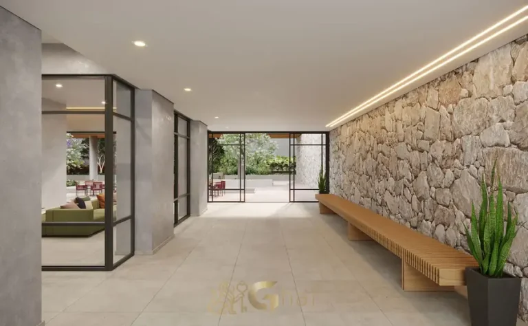 Hall social de entrada em condomínio residencial no bairro do Brooklin, na Zona Sul de São Paulo