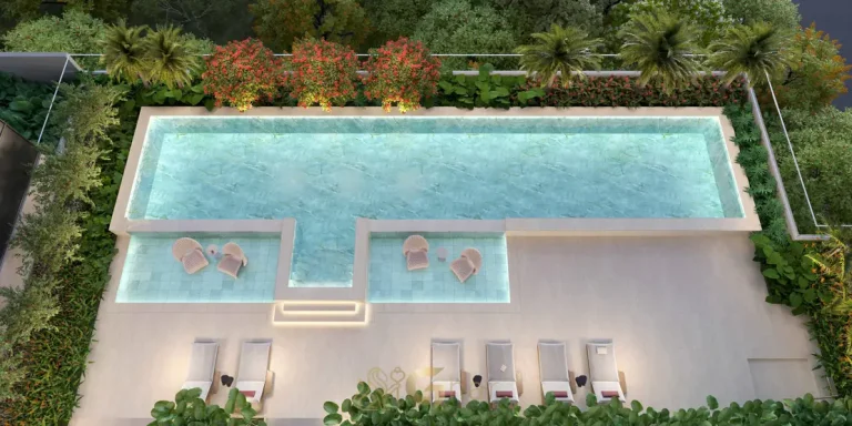 Piscina descoberta com solarium do condomínio Casa Senses Apartaments no bairro Brooklin em São Paulo