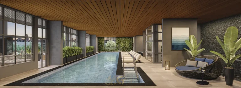 Piscina coberta com raia de 25 m em apartamentos no Brooklin São Paulo