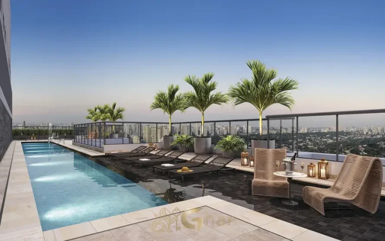 Piscina do rooftop em condomínio residencial no Brooklin Zona Sul de São Paulo