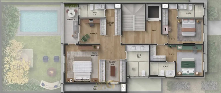 Planta alternativa de casa com 3 suítes em apartamentos no Brooklin São Paulo