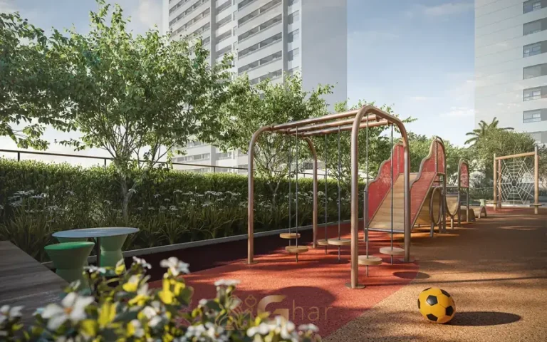 Playground para lazer infantil em condomínio residencial no Brooklin, Zona Sul de São Paulo