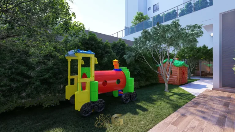 Playground infantil em condomínio residencial no Brooklin, na Zona Sul de São Paulo