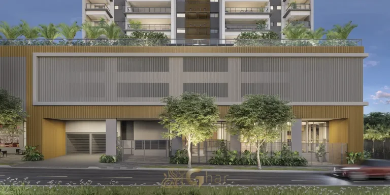 Portaria com porte-cochère coberto em condomínio residencial no Brooklin Zona Sul de São Paulo