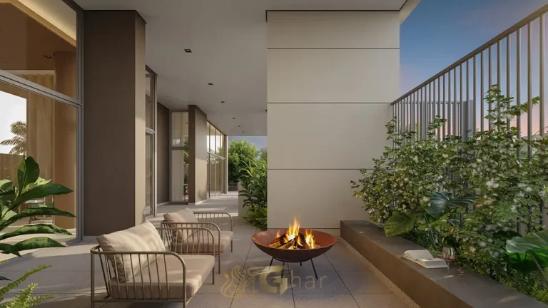 Praça de convivência com fire pit em condomínio residencial no bairro do Brooklin, na Zona Sul de São Paulo