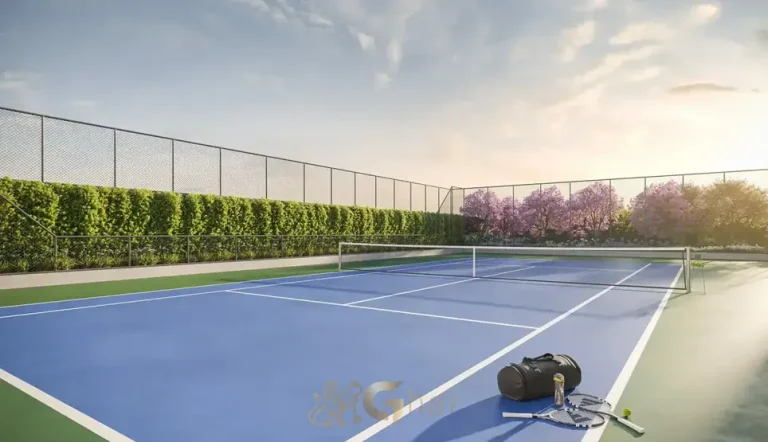 Quadra de tênis para prática esportiva em apartamentos no Brooklin, São Paulo