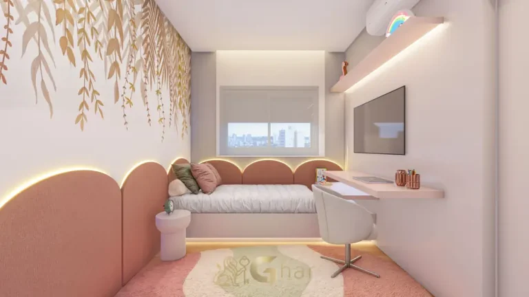 Quarto infantil do apartamento decorado em condomínio residencial no Brooklin, na Zona Sul de São Paulo