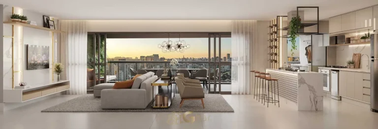 Sala do apartamento decorado em apartamentos no bairro do Brooklin, São Paulo