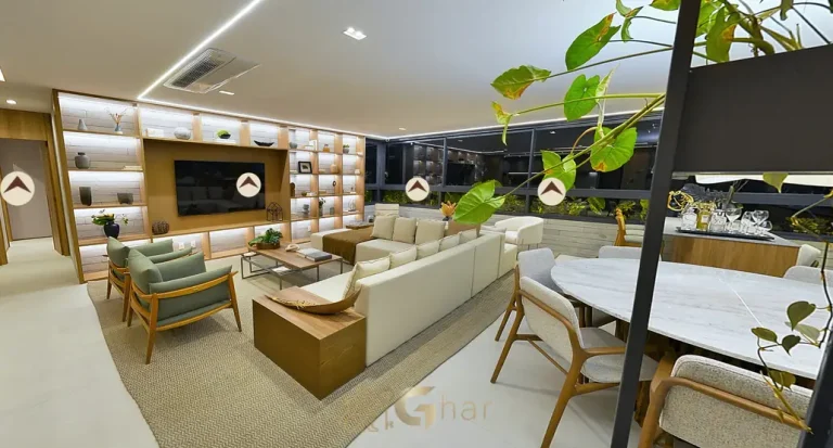 Sala do apartamento decorado do condomínio Atypik no bairro Brooklin em São Paulo