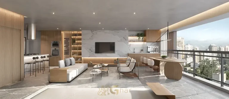 Sala do apartamento decorado em apartamentos no bairro de Campo Belo, São Paulo