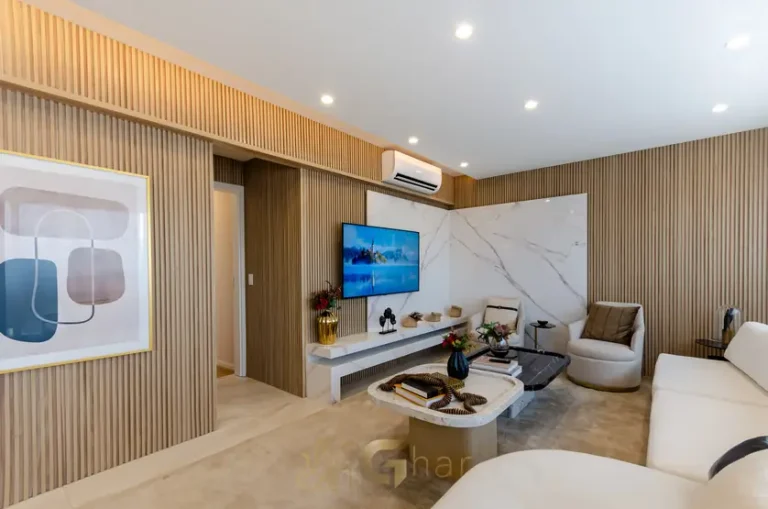 Sala integrada à varanda do apartamento decorado em apartamentos no bairro do Brooklin, São Paulo