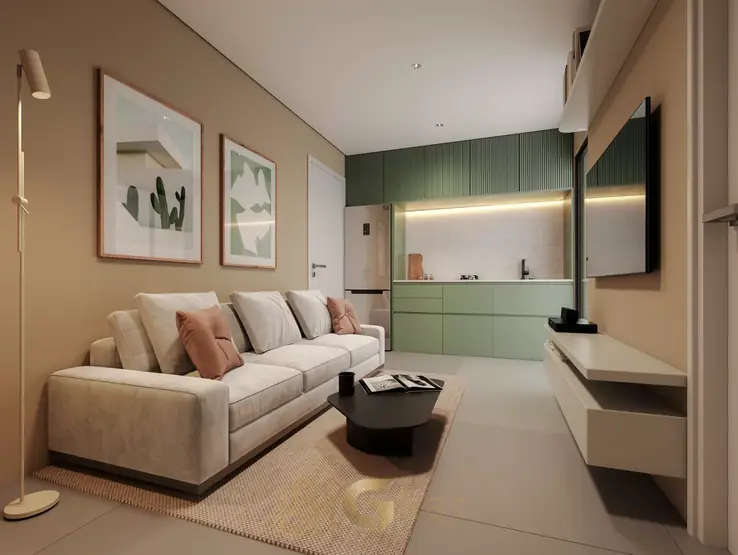 Sala de TV do apartamento decorado em apartamentos no bairro do Brooklin, São Paulo