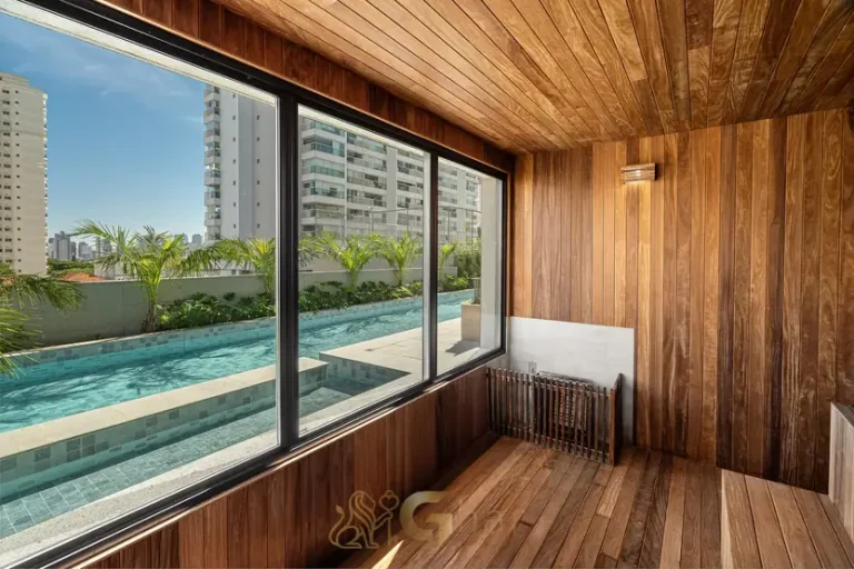 Sauna do condomínio em apartamentos no Brooklin São Paulo