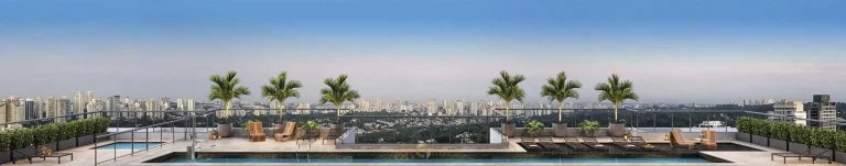 Sky pool com raia de 25 m em apartamentos no Brooklin São Paulo