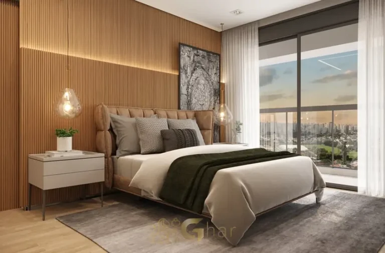 Suíte do apartamento decorado com privacidade em apartamentos no Brooklin São Paulo
