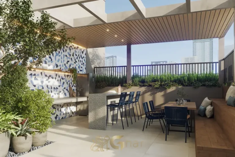 Bar da piscina do condomínio Viva Benx Star Campo Belo no bairro do Campo Belo em São Paulo