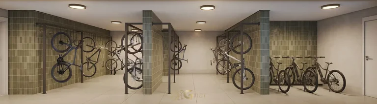Bicicletário para guardar bicicletas do condomínio 268 VM no bairro da Vila Mariana em São Paulo