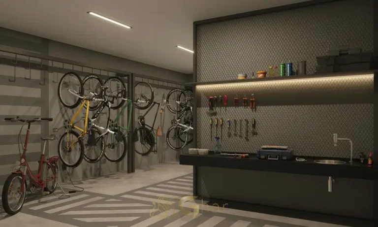 Bicicletário com oficina do condomínio Viva Benx Star Campo Belo no bairro do Campo Belo em São Paulo