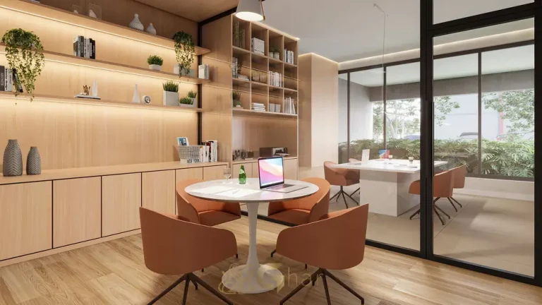Coworking compartilhado para trabalho e estudos em apartamentos no bairro do Campo Belo, São Paulo