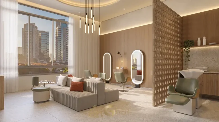 Espaço beauty para cuidados pessoais do condomínio Town Residences by Lindenberg no bairro do Brooklin em São Paulo