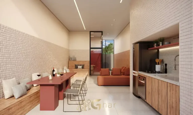 Segunda perspectiva do espaço gourmet para convivência do condomínio Park Mariana Life by You,inc no bairro da Vila Mariana em São Paulo
