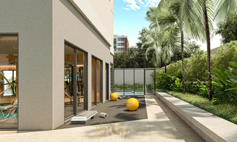 Espaço de fitness externo para exercícios ao ar livre em condomínio residencial no bairro do Campo Belo, na Zona Sul de São Paulo