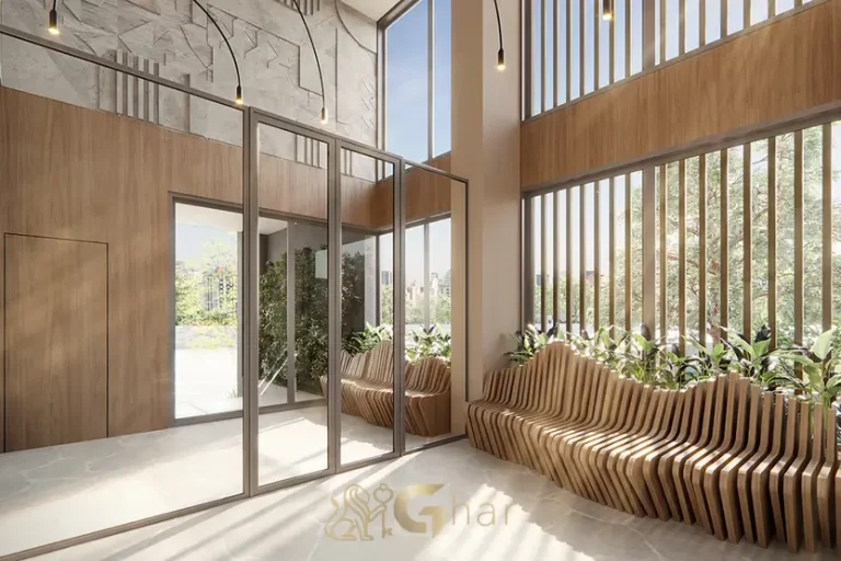 Lobby de entrada social do edifício em apartamentos na Chácara Klabin São Paulo