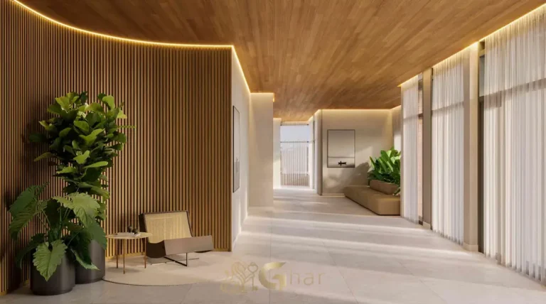 Lobby de entrada e recepção em condomínio residencial no Campo Belo na Zona Sul de São Paulo