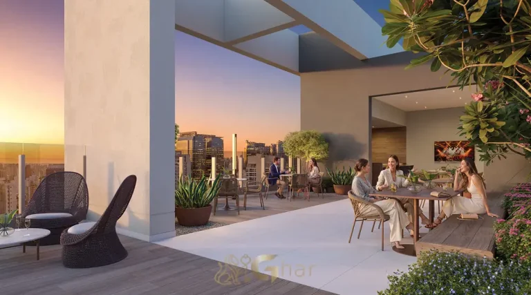 Lounge junto às churrasqueiras do condomínio Town Residences by Lindenberg no bairro do Brooklin em São Paulo