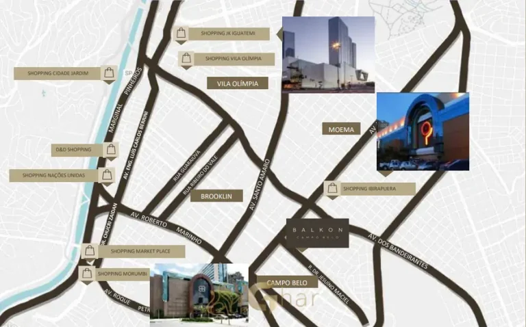 Mapa de localização no Campo Belo do condomínio Balkon Campo Belo no bairro Campo Belo em São Paulo
