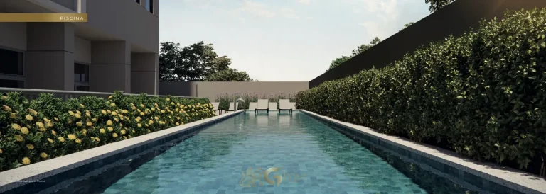 Piscina com deck molhado em condomínio residencial na Nova Klabin, Zona Sul de São Paulo