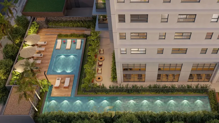 Piscina climatizada para adultos em condomínio residencial no Campo Belo, na Zona Sul de São Paulo