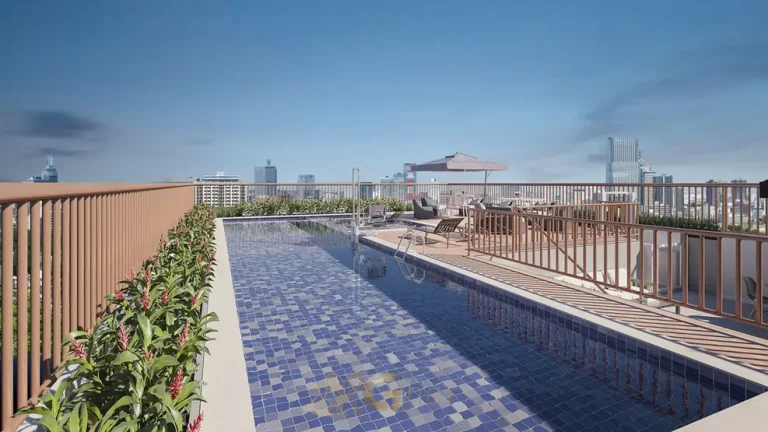 Piscina na área de lazer do condomínio Influencer Vila Mariana no bairro da Vila Mariana em São Paulo