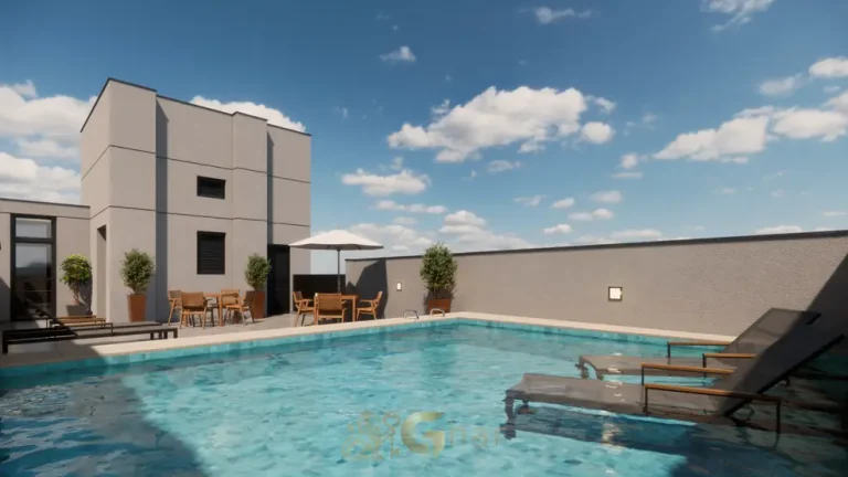 Piscina de lazer do empreendimento em condomínio residencial no bairro da Vila Mariana, na Zona Sul de São Paulo