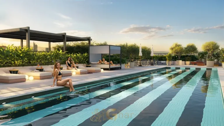 Piscina de lazer com deck do condomínio Vitacon Domingos de Morais no bairro da Vila Mariana, São Paulo