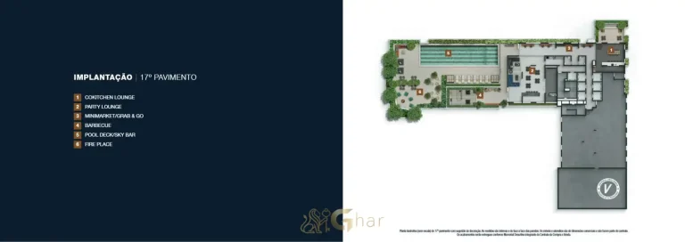 Planta de implantação do rooftop com lazer em condomínio residencial no bairro da Vila Mariana, na Zona Sul de São Paulo