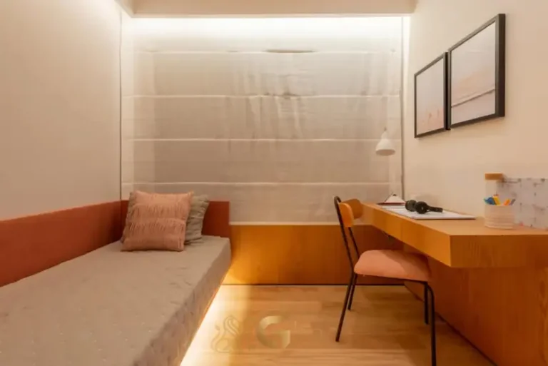 Quarto do apartamento decorado em condomínio residencial no Campo Belo Zona Sul de São Paulo