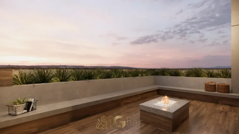 Rooftop com lounge para convivência em apartamentos no bairro da Vila Mariana, São Paulo