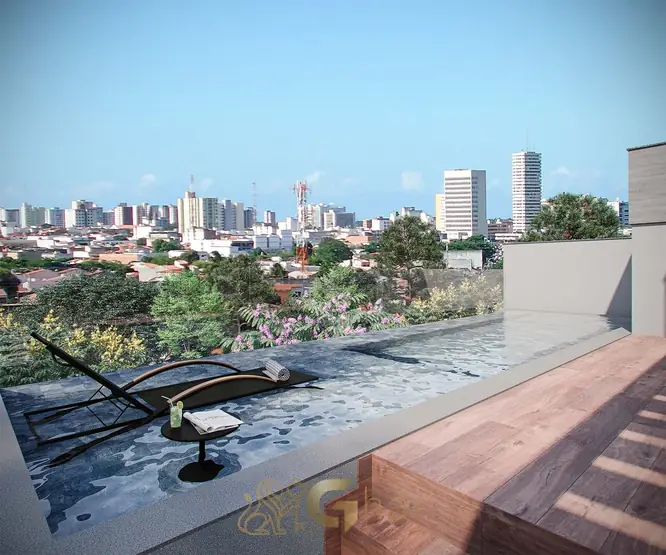Piscina aquecida de borda infinita no rooftop privativo em apartamentos no Campo Belo, São Paulo