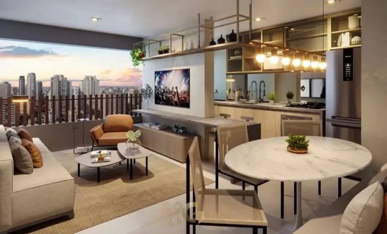 Segunda perspectiva da sala de apartamento decorado em apartamentos na Vila Mariana São Paulo
