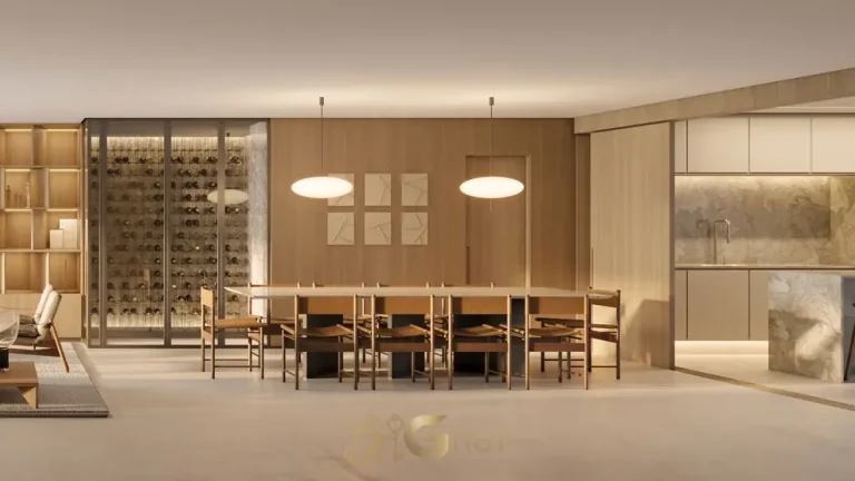 Sala de jantar do apartamento decorado em condomínio residencial no Campo Belo, na Zona Sul de São Paulo