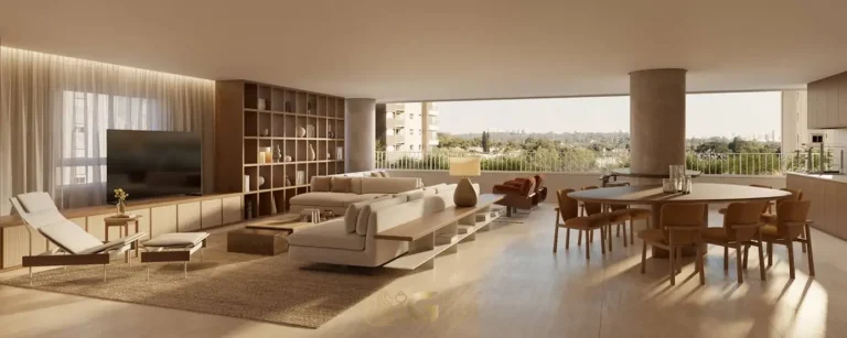 Integração entre sala e varanda do decorado em apartamentos no Campo Belo São Paulo