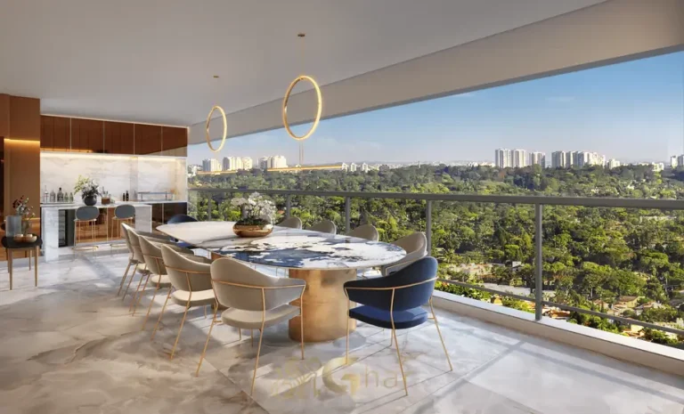 Terraço gourmet com churrasqueira do apartamento decorado em apartamentos no Campo Belo São Paulo
